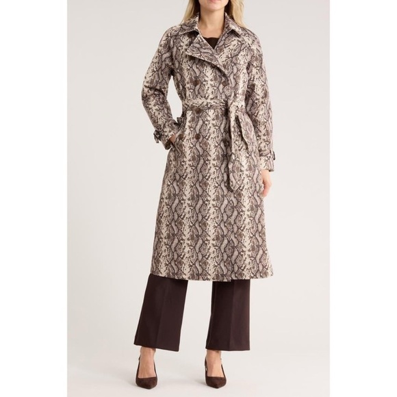 Rebecca Minkoff Jackets & Blazers - Rebecca Minkoff Snake Print Belted Double Breasted Trench Coat NWT Size S